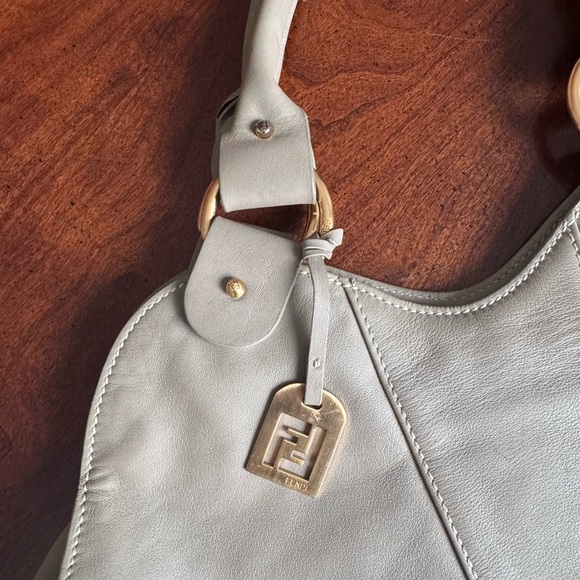 Fendi Grey “Devil Trapezio” Shoulder Bag with Elegant Gold Hardware - Picture 2 of 5
